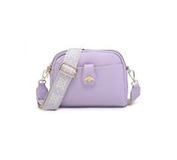 JFY Women's Bee Badge And Canvas Strap Cross Body Bag (L Purple)