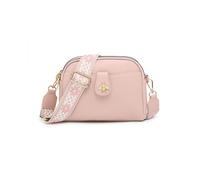 JFY Women's Bee Badge And Canvas Strap Cross Body Bag (Pink)