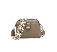 JFY Women's Bee Badge And Canvas Strap Cross Body Bag (Taupe)