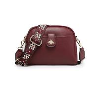 JFY Women's Bee Badge And Canvas Strap Cross Body Bag (Wine Red)