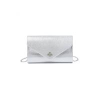 JFY Women's Bee Badge On The Front Satin Clutch Bag in Silver