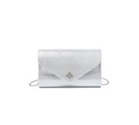 JFY Women's Bee Badge On The Front Satin Clutch Bag in Silver JFY Silver One Size