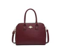 JFY Women's Bee Badge Triple Top Zipped Compartments Tote Bag in Wine