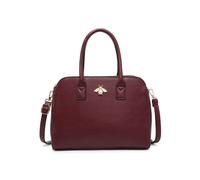 JFY Women's Bee Badge Triple Top Zipped Compartments Tote Bag in Wine JFY Wine