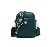 JFY Women's Bee Badge Two Zipped Sections Canvas Strap Cross Body Bag in Dark Green JFY Dark Green One Size