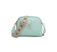 JFY Women's Bee Badge Two Zipped Sections Canvas Strap Cross Body Bag in Green JFY Green One Size