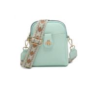 JFY Women's Bee Badge Two Zipped Sections Canvas Strap Cross Body Bag in Light Green JFY Light Green One Size