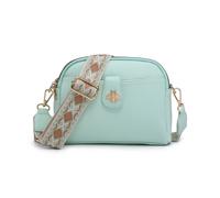 JFY Women's Bee Badge Two Zipped Sections Canvas Strap Cross Body Bag in Light Green JFY Light Green One Size