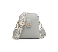 JFY Women's Bee Badge Two Zipped Sections Canvas Strap Cross Body Bag in Light Grey JFY Light Grey One Size
