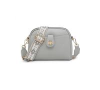 JFY Women's Bee Badge Two Zipped Sections Canvas Strap Cross Body Bag in Light Grey JFY Light Grey One Size