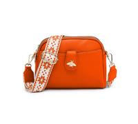 JFY Women's Bee Badge Two Zipped Sections Canvas Strap Cross Body Bag in Orange