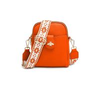 JFY Women's Bee Badge Two Zipped Sections Canvas Strap Cross Body Bag in Orange JFY Orange One Size