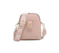 JFY Women's Bee Badge Two Zipped Sections Canvas Strap Cross Body Bag in Pink JFY Pink One Size