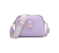 JFY Women's Bee Badge Two Zipped Sections Canvas Strap Cross Body Bag in Purple