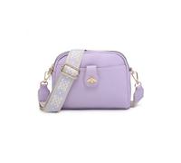 JFY Women's Bee Badge Two Zipped Sections Canvas Strap Cross Body Bag in Purple JFY Purple One Size