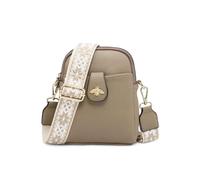 JFY Women's Bee Badge Two Zipped Sections Canvas Strap Cross Body Bag in Taupe JFY Taupe One Size