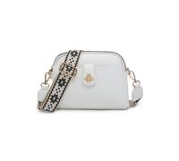 JFY Women's Bee Badge Two Zipped Sections Canvas Strap Cross Body Bag in White JFY White One Size