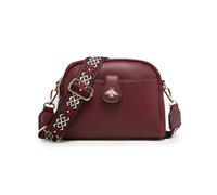 JFY Women's Bee Badge Two Zipped Sections Canvas Strap Cross Body Bag in Wine