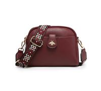 JFY Women's Bee Badge Two Zipped Sections Canvas Strap Cross Body Bag in Wine JFY Wine One Size