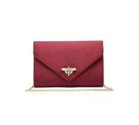 JFY Women's Bee Lock Clasp Suede Clutch Bag in Burgundy JFY Burgundy One Size