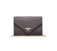 JFY Women's Bee Lock Clasp Suede Clutch Bag in Dark Grey JFY Dark Grey One Size