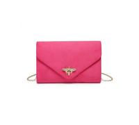JFY Women's Bee Lock Clasp Suede Clutch Bag in Fuchsia JFY Fuchsia One Size