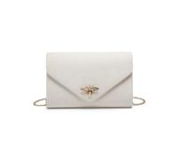 JFY Women's Bee Lock Clasp Suede Clutch Bag in Ivory JFY Ivory One Size