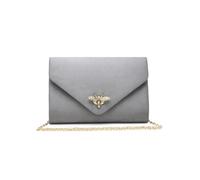JFY Women's Bee Lock Clasp Suede Clutch Bag in Light Grey JFY Light Grey One Size