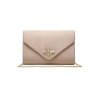 JFY Women's Bee Lock Clasp Suede Clutch Bag in Nude