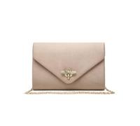 JFY Women's Bee Lock Clasp Suede Clutch Bag in Nude JFY Nude One Size