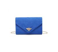 JFY Women's Bee Lock Clasp Suede Clutch Bag in Royal JFY Royal One Size