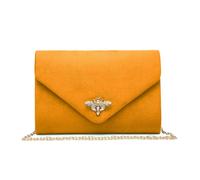 JFY Women's Bee Lock Clasp Suede Clutch Bag in Yellow JFY Yellow One Size