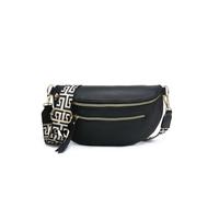 JFY Women's Canvas Strap Sling Chest Bag with Tassels in Black JFY Black