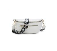 JFY Women's Canvas Strap Sling Chest Bag with Tassels in White JFY White