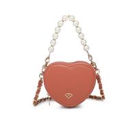 JFY Women's Carri Co. Heart Shape Zip Top Pu Clutch/Crossbody Bag in Tan