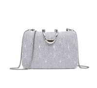 JFY Women's Carri Co. Lace Pattern U Shape Metal Clasp Glitter Clutch Bag in Grey JFY Grey One Size