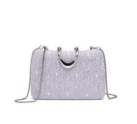 JFY Women's Carri Co. Lace Pattern U Shape Metal Clasp Glitter Clutch Bag in Lilac JFY Lilac One Size
