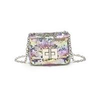 JFY Women's Carri Co. Sequin Flap Twist Lock Clasp Cross Body Bag in Pink