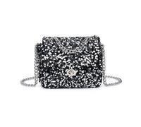 JFY Women's Carri Co. Sequin Flap Twist Lock Clasp Cross Body Bag in Silver