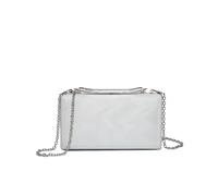 JFY Women's Carri Co. Wavy Pattern Diamante Metal Bar Clasp Pu Clutch Bag in Silver JFY Silver One Size