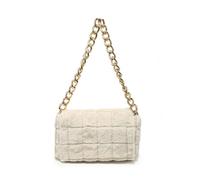 JFY Women's Check Pattern Flap Shoulder Bag in Beige