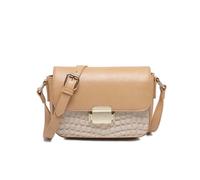 JFY Women's Crocodile Skin 2 Compartments Flap Metal Push Lock Cross Body Bag in Light Khaki JFY Light Khaki One Size