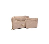JFY Women's Crocodile Skin Pattern 2 In 1 Set Of Card Holder & Matching Purse in Beige JFY Beige One Size