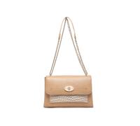 JFY Women's Crocodile Skin Pattern Front Pocket 3 Compartments Cross Body Bag in Light Khaki