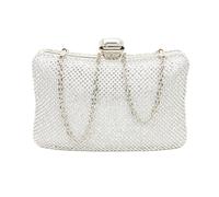 JFY Women's Crystal Clasp Double Side Diamante Clutch Bag in Silver JFY Silver One Size