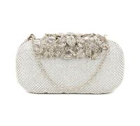JFY Women's Crystal Clasp Double Side Diamante Clutch Bag in Silver JFY Silver One Size