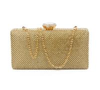 JFY Women's Diamante Clasp Double Side Diamante Bag in Gold