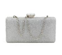 JFY Women's Diamante Clasp Double Side Diamante Bag in Silver