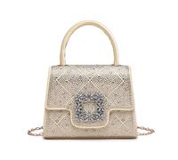 JFY Women's Diamante Flap Trapezoid Shape Satin Clutch Bag in Gold JFY Gold One Size