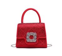 JFY Women's Diamante Flap Trapezoid Shape Satin Clutch Bag in Red JFY Red One Size